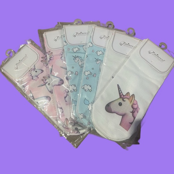Bundle of 6 Kid’s Girls Unicorn ankle socks - one size fits all - Picture 2 of 9